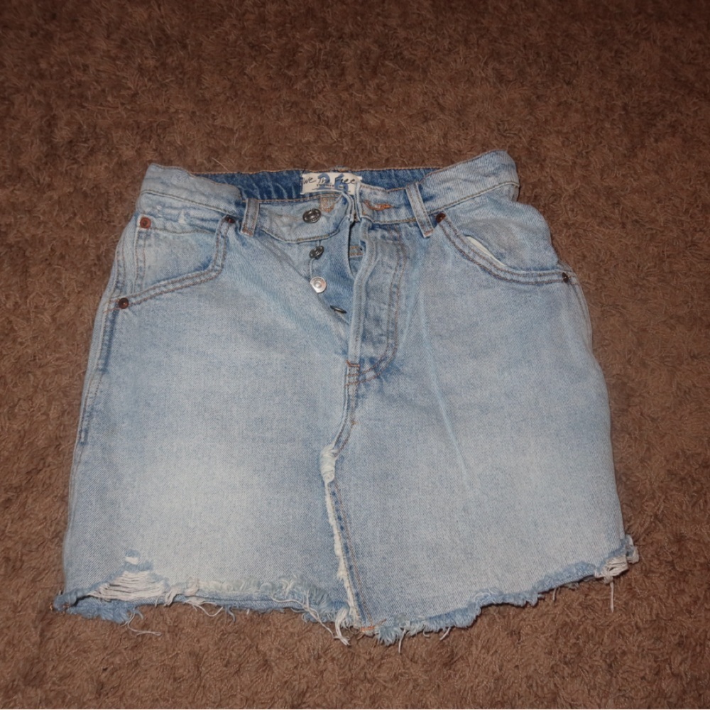Free People Light Blue Jean Shorts Boho Casual Summer Denim